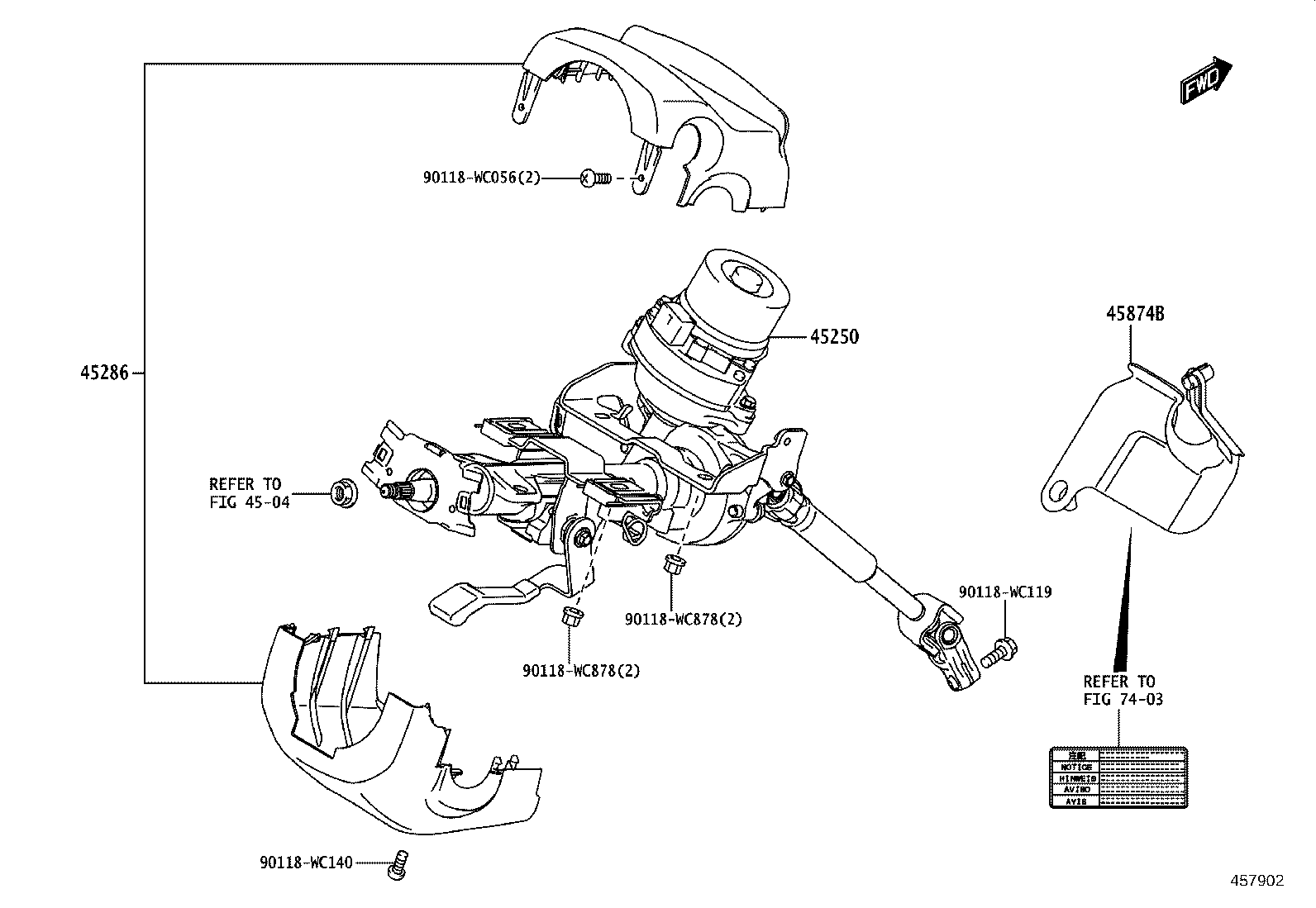 45268-WC003 COVER SUB-ASSY, STEERING COLUMN HOLE, NO.1 product image