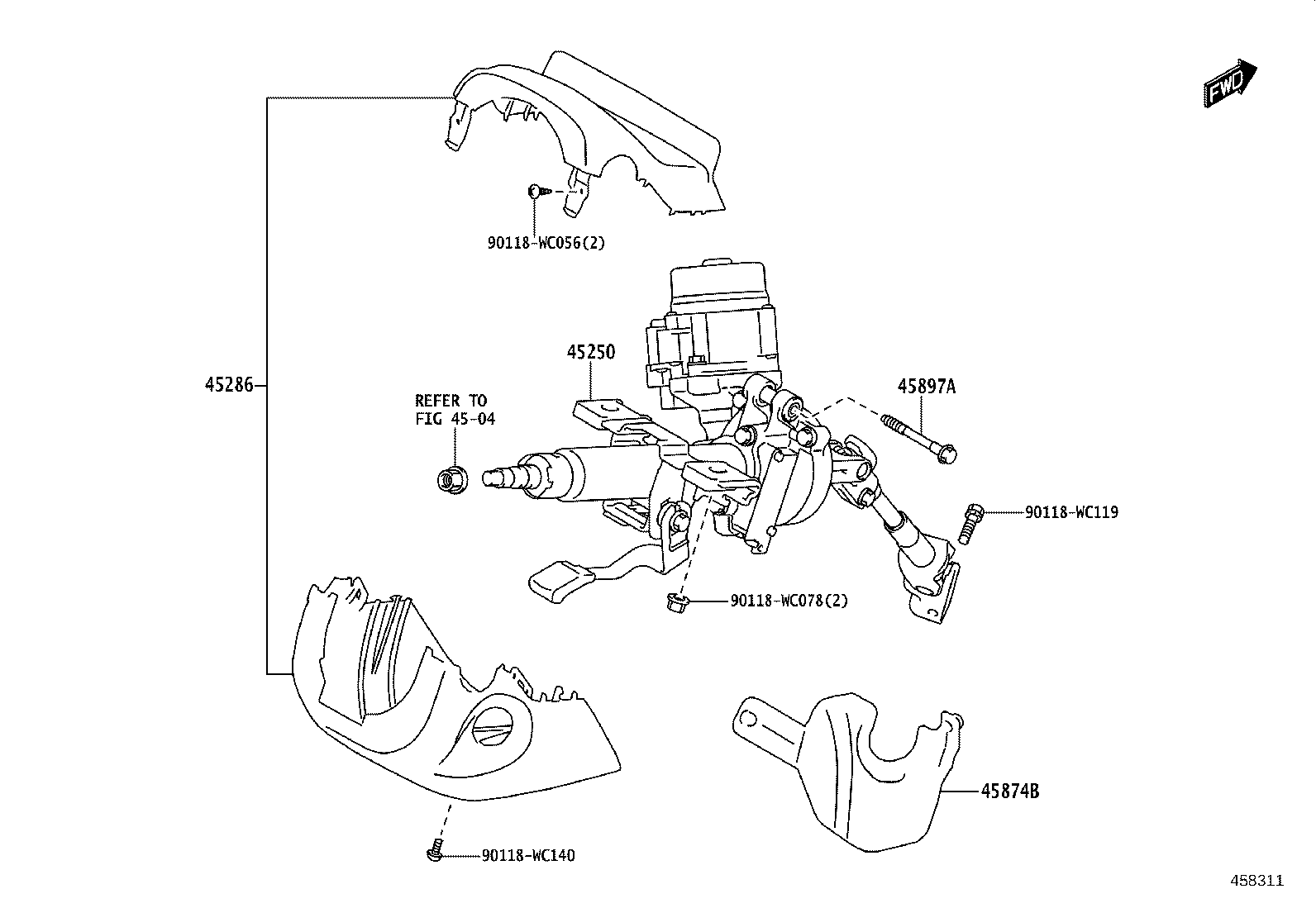 45268-WC006 COVER SUB-ASSY, STEERING COLUMN HOLE, NO.1 product image