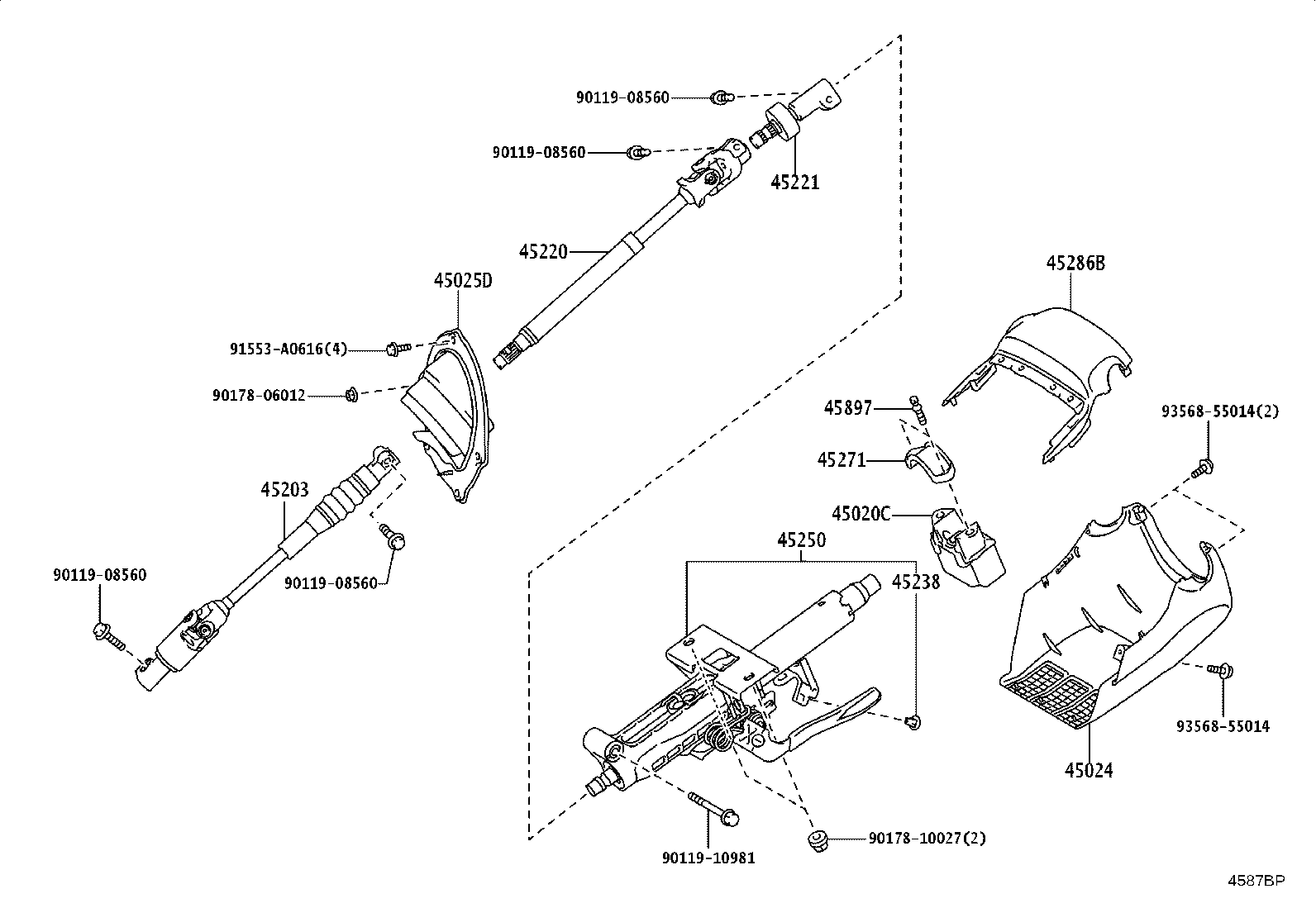 45025-60360 COVER SUB-ASSY, STEERING COLUMN HOLE, NO.1 product image