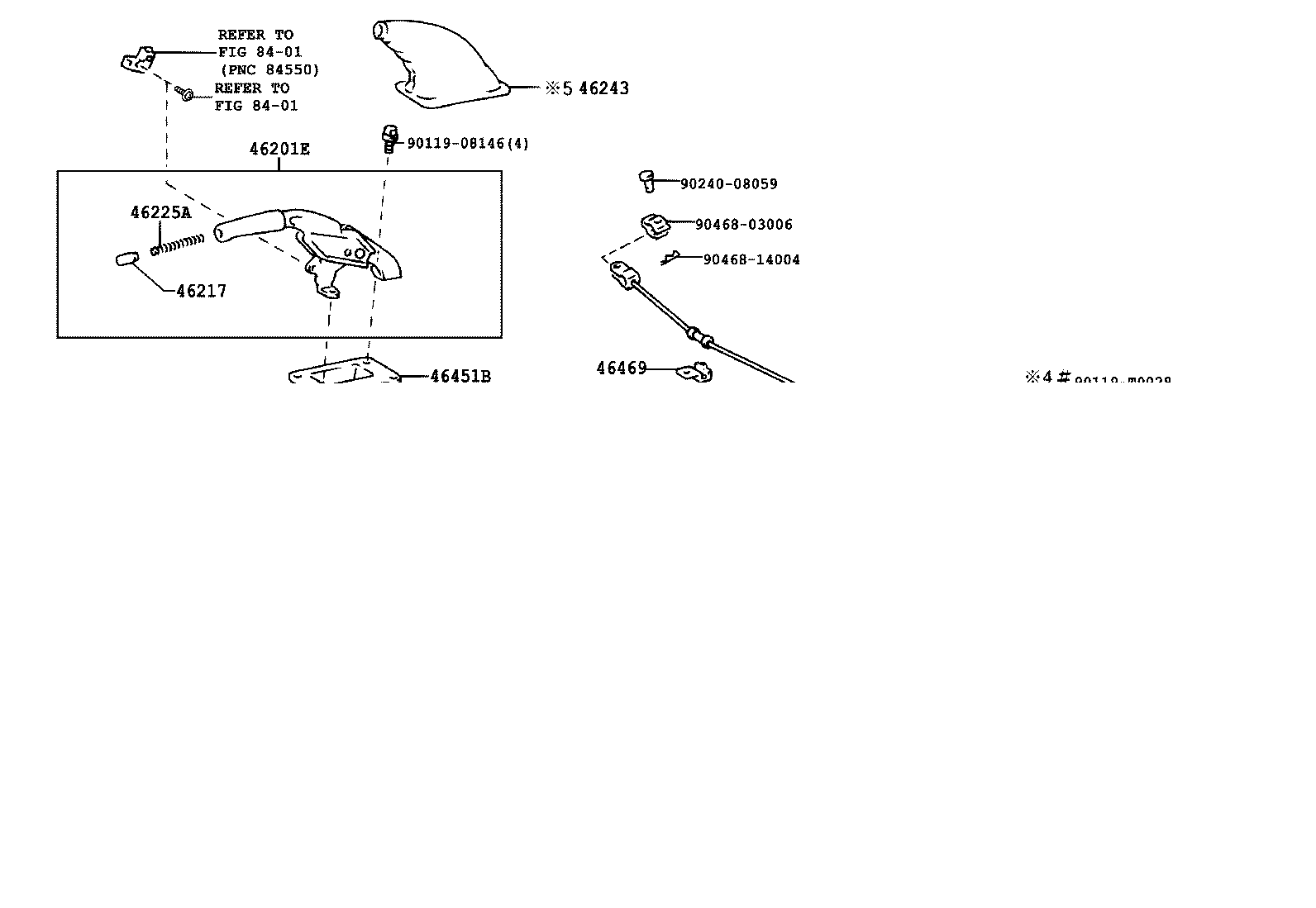 46451-0B010 BRACKET, PARKING BRAKE CABLE SUPPORT product image