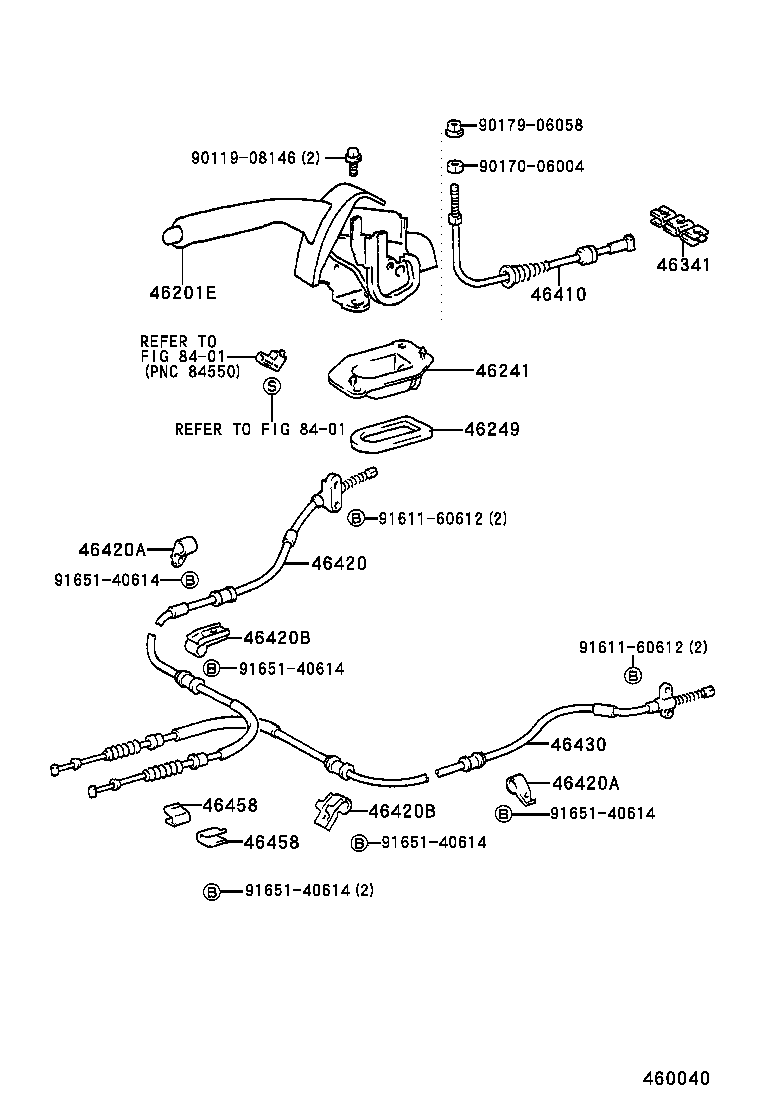 46430-12380 CABLE ASSY, PARKING BRAKE, NO.3 product image