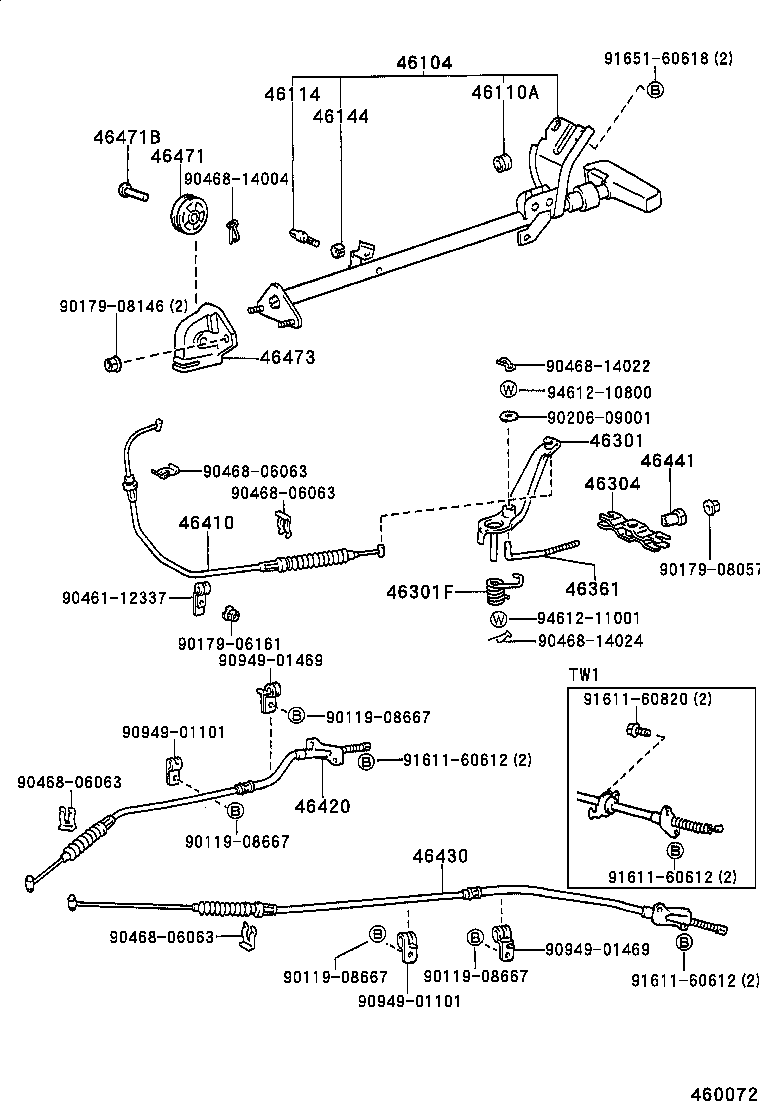46420-35570 CABLE ASSY, PARKING BRAKE, NO.2 product image