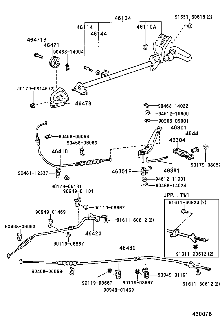 46301-35180 LEVER SUB-ASSY, PARKING BRAKE INTERMEDIATE product image