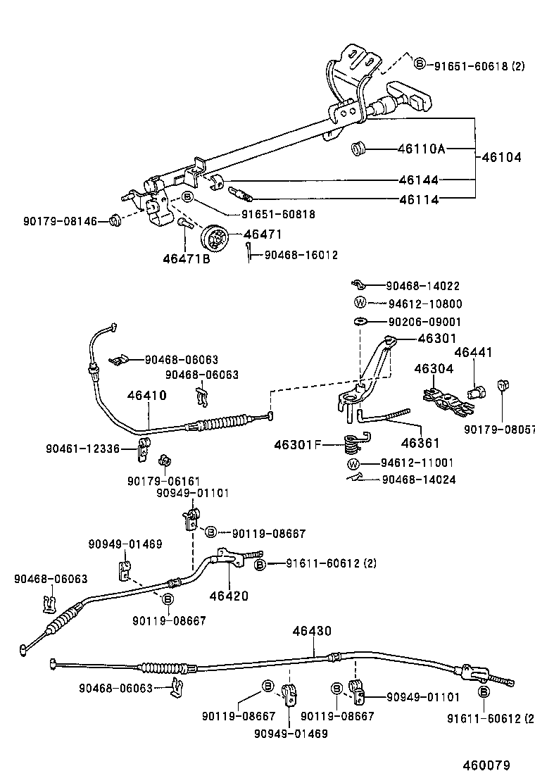 46301-35180 LEVER SUB-ASSY, PARKING BRAKE INTERMEDIATE product image