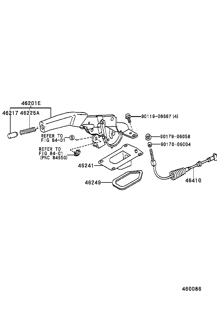 46451-32090 BRACKET, PARKING BRAKE CABLE SUPPORT product image