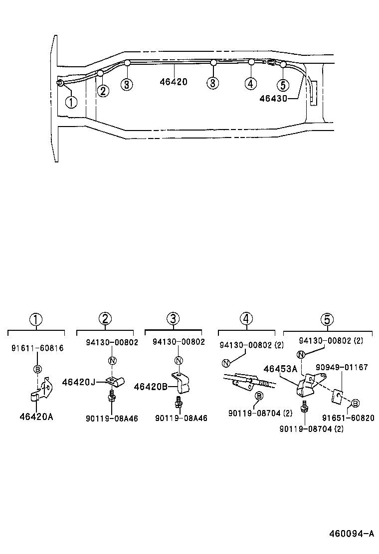 46410-37040 CABLE ASSY, PARKING BRAKE, NO.3 product image