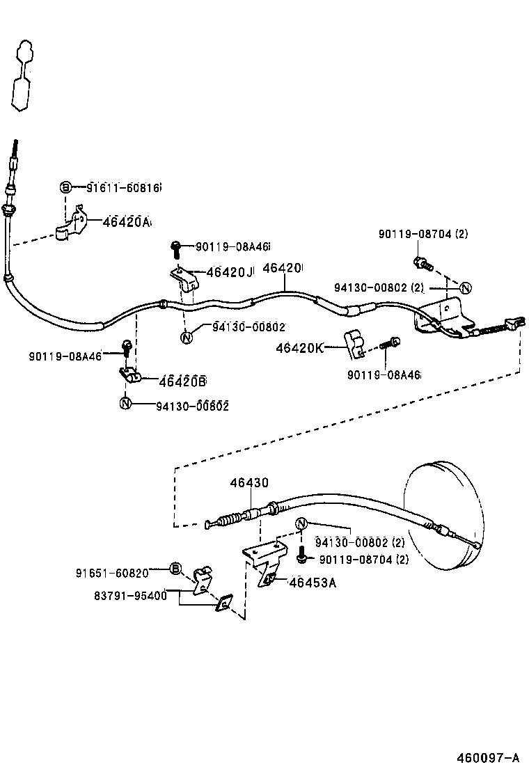 46410-37040 CABLE ASSY, PARKING BRAKE, NO.3 product image