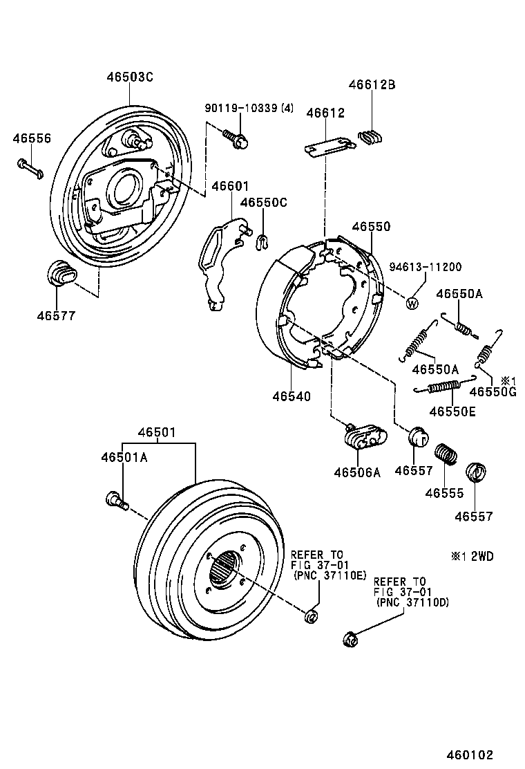 46410-37040 CABLE ASSY, PARKING BRAKE, NO.3 product image