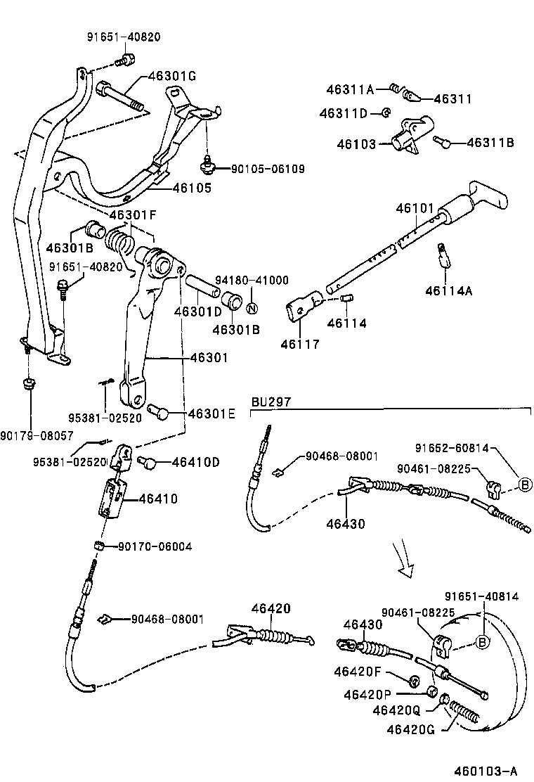 46410-37040 CABLE ASSY, PARKING BRAKE, NO.3 product image