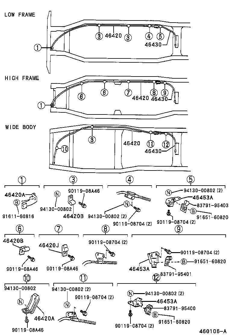 46430-37140 CABLE ASSY, PARKING BRAKE, NO.3 product image