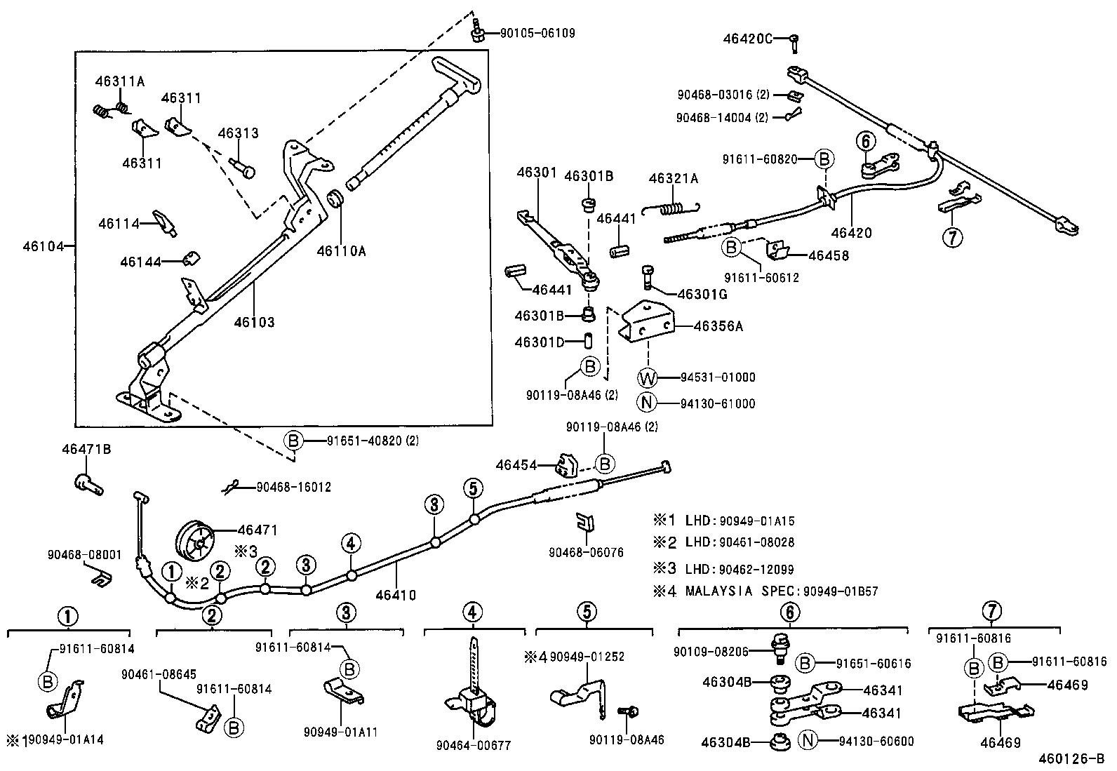 46301-26030 LEVER SUB-ASSY, PARKING BRAKE INTERMEDIATE product image