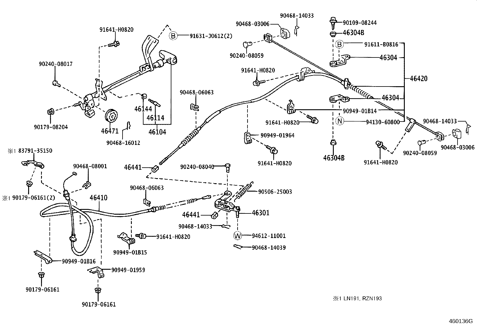 46430-35520 CABLE ASSY, PARKING BRAKE, NO.3 product image