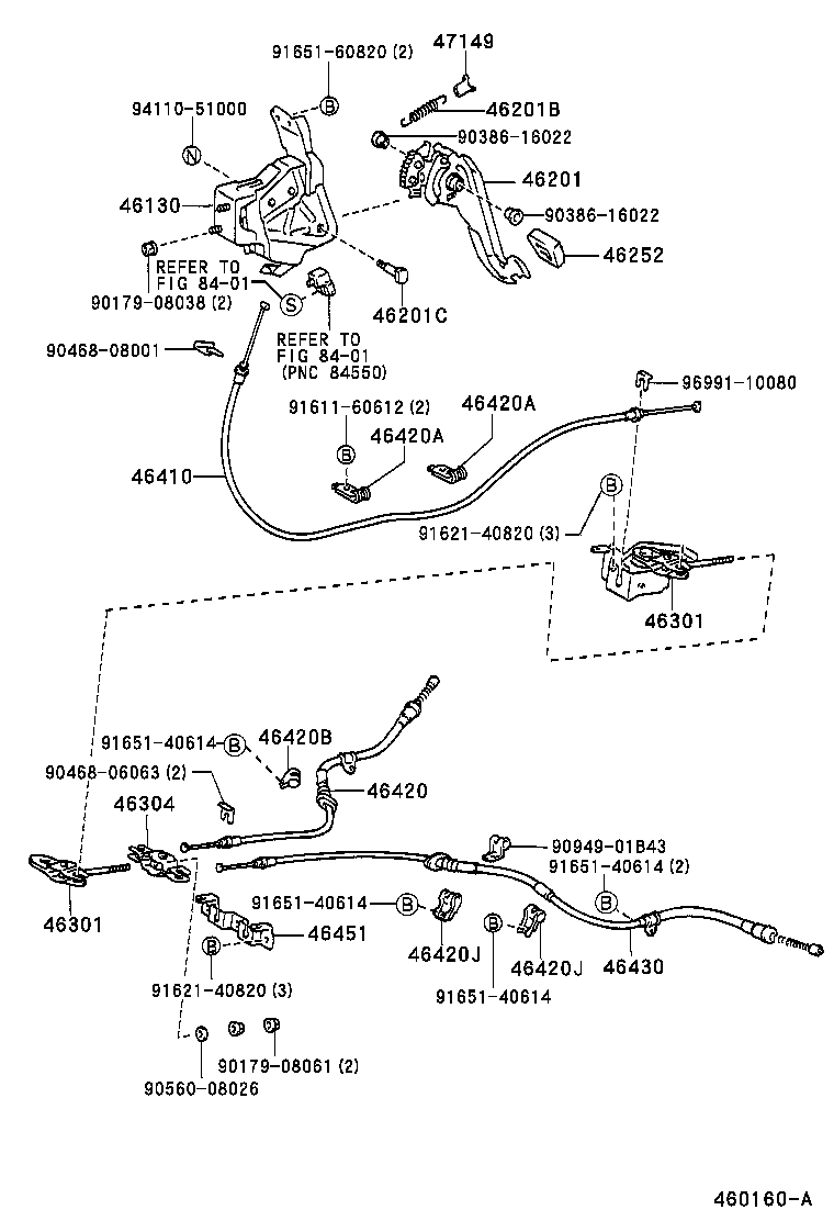46420-46010 CABLE ASSY, PARKING BRAKE, NO.2 product image