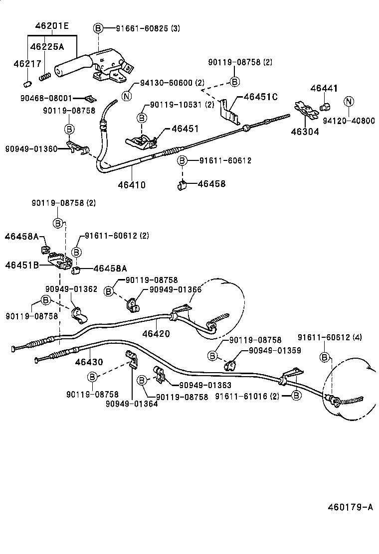 46420-27231 CABLE ASSY, PARKING BRAKE, NO.2 product image