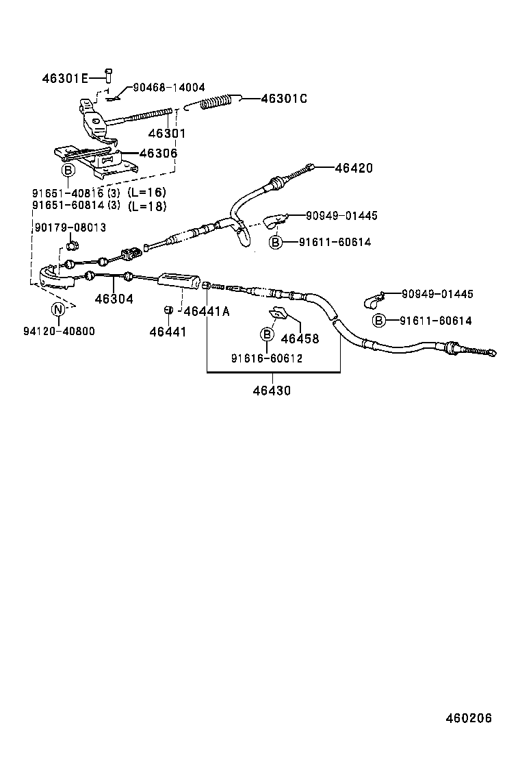 46209-30060 CABLE SUB-ASSY, PARKING BRAKE RELEASE product image