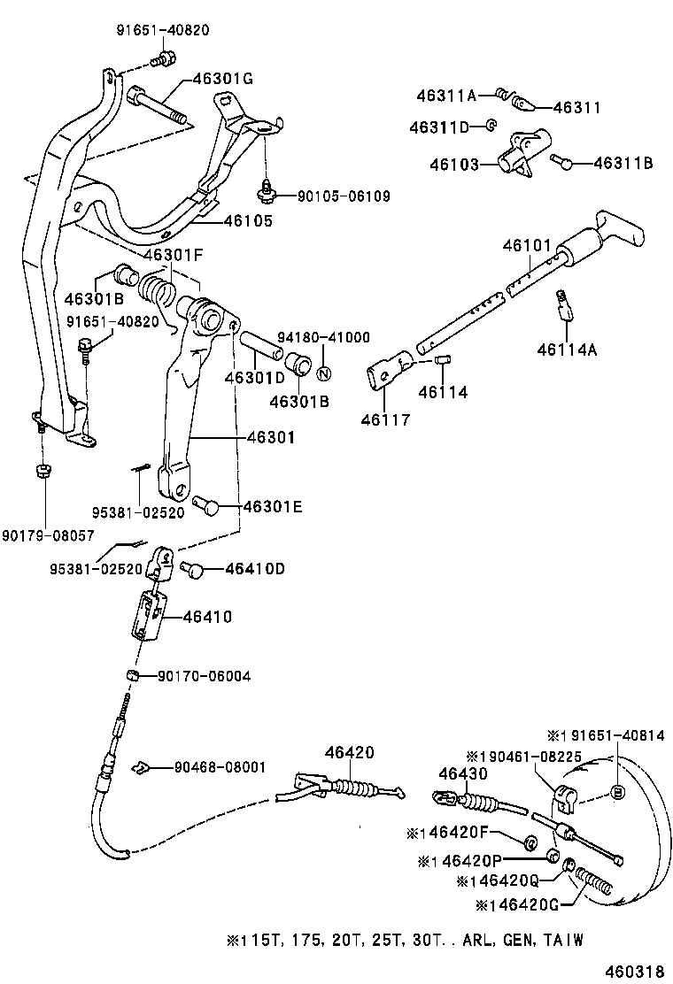 46430-37140 CABLE ASSY, PARKING BRAKE, NO.3 product image