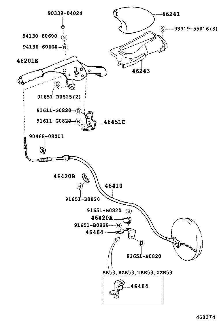 46241-0S010-E0 BOOT, PARKING BRAKE LEVER product image