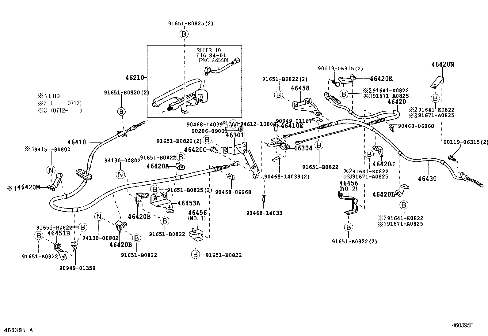 46451-25070 BRACKET, PARKING BRAKE CABLE SUPPORT product image