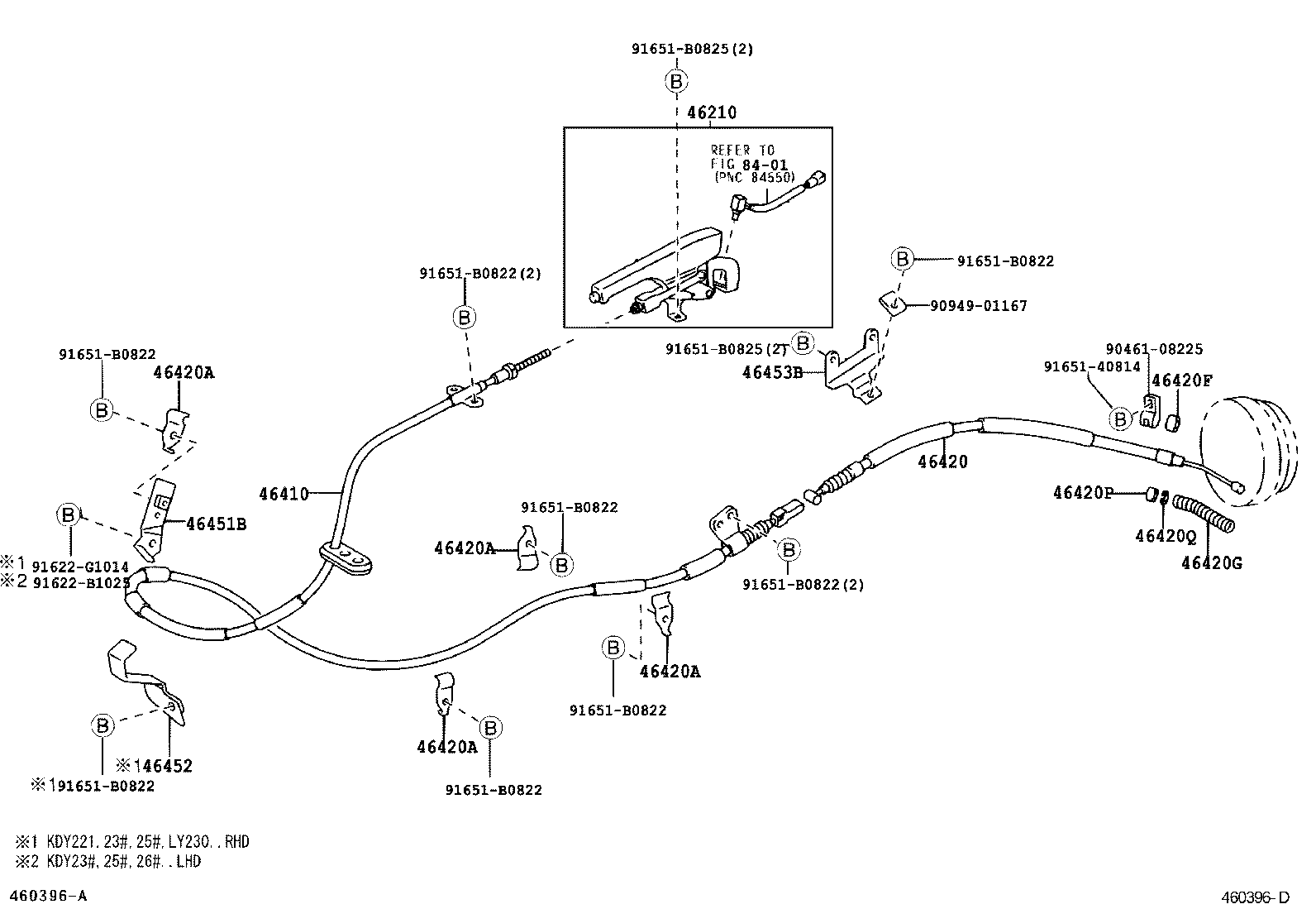 46451-25070 BRACKET, PARKING BRAKE CABLE SUPPORT product image