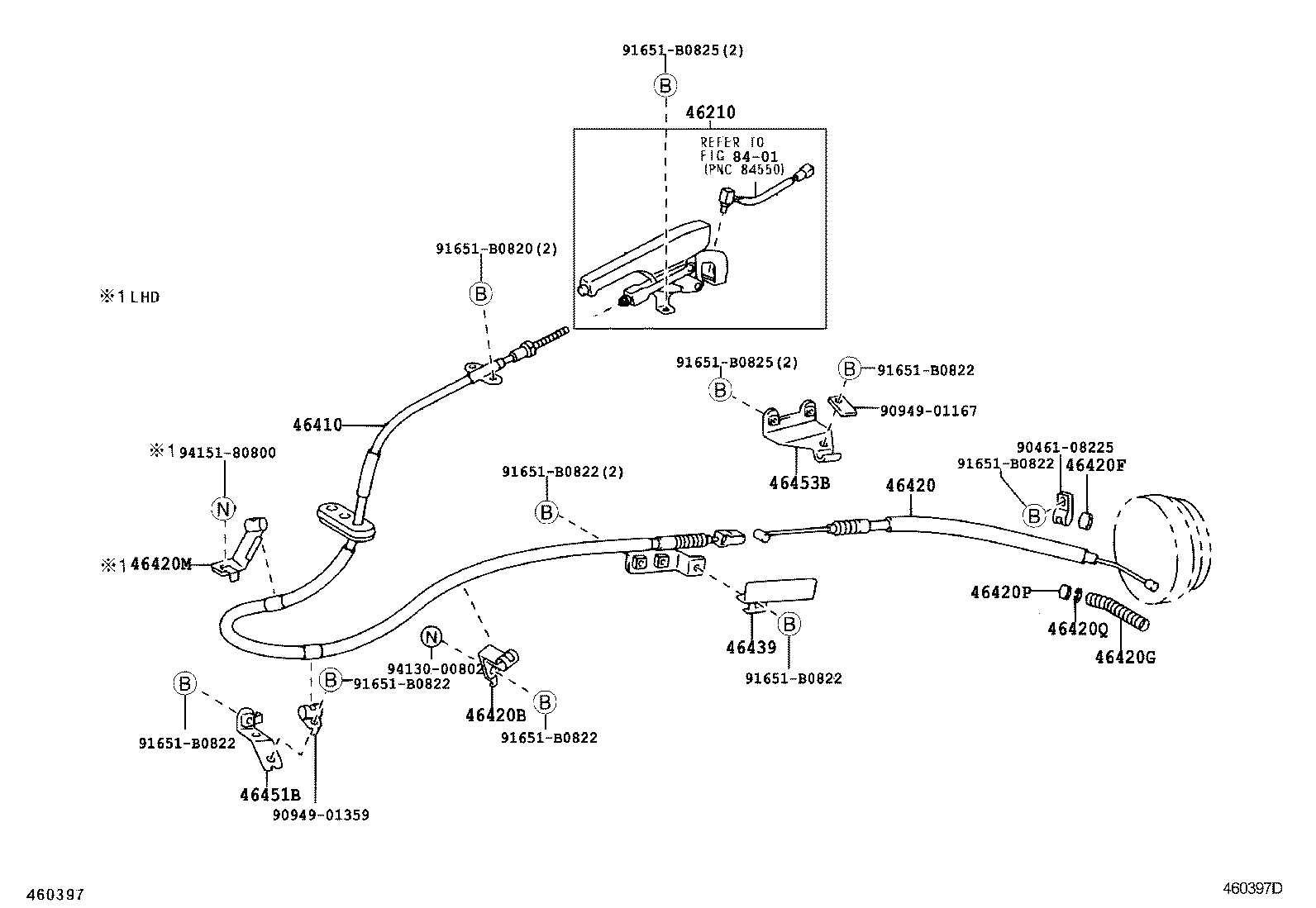 46451-25070 BRACKET, PARKING BRAKE CABLE SUPPORT product image