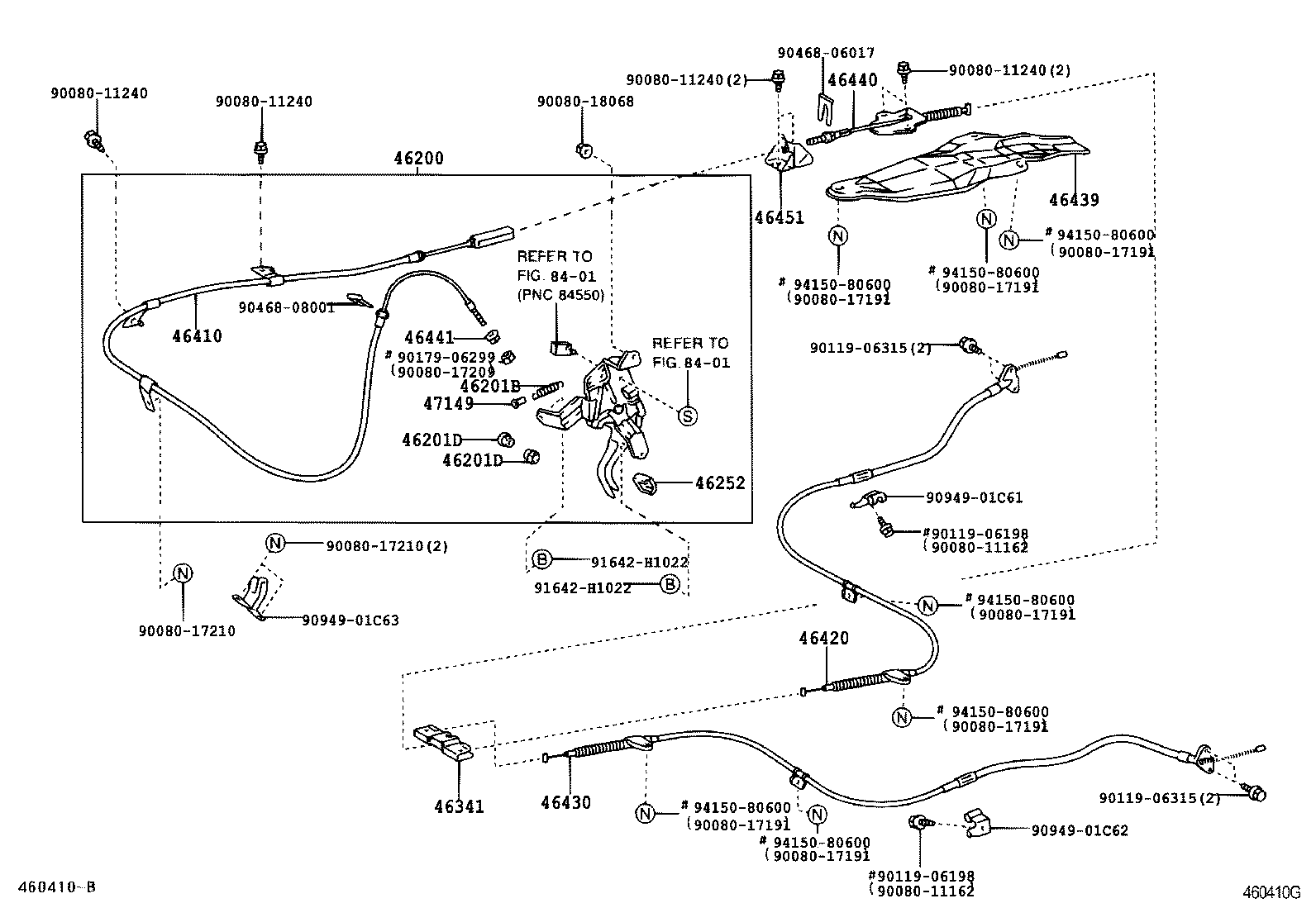 46440-06010 CABLE ASSY, PARKING BRAKE, NO.4 product image