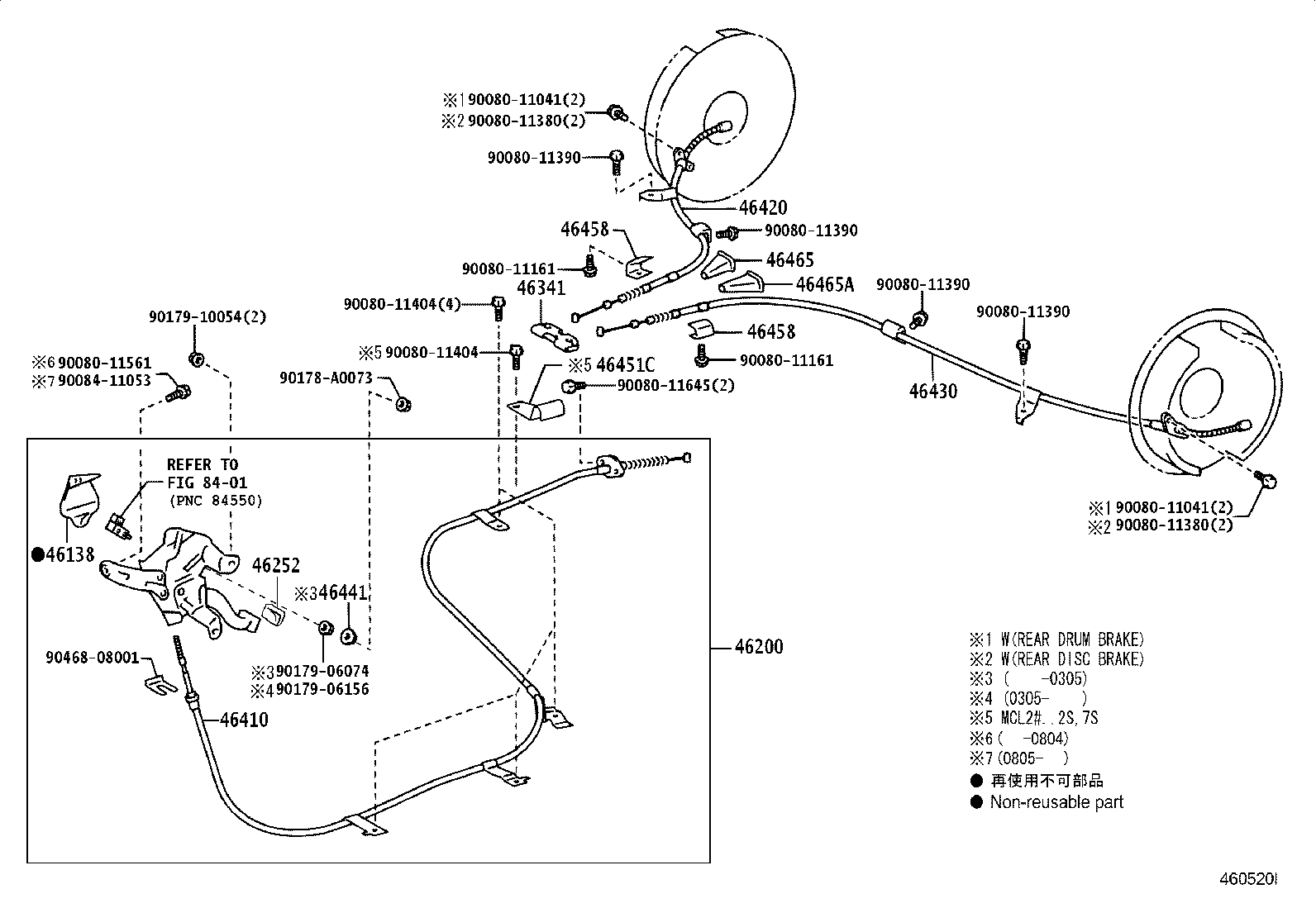 46430-08030 CABLE ASSY, PARKING BRAKE, NO.3 product image