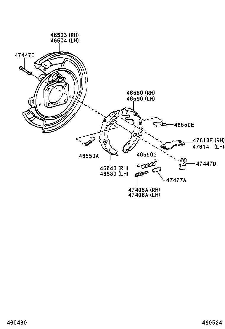 46504-02010 PLATE SUB-ASSY, PARKING BRAKE, LH product image