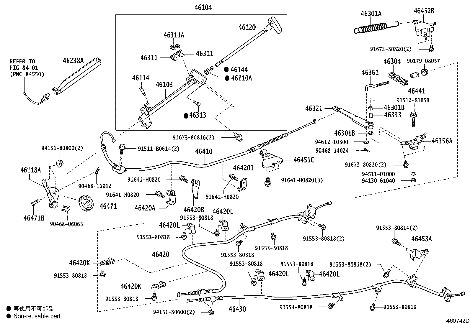 46430-26440 CABLE ASSY, PARKING BRAKE, NO.3 product image
