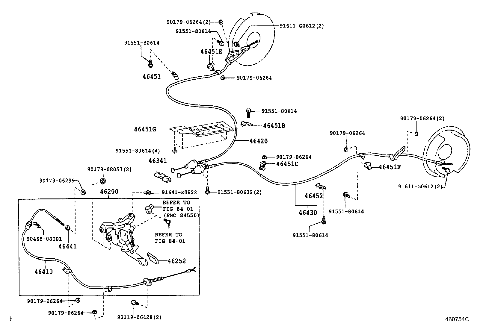 46451-48100 BRACKET, PARKING BRAKE CABLE SUPPORT product image