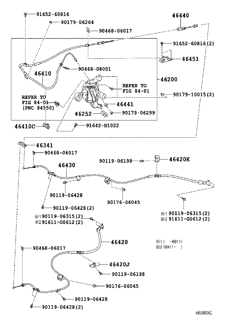 46410-33150 CABLE ASSY, PARKING BRAKE, NO.1 product image