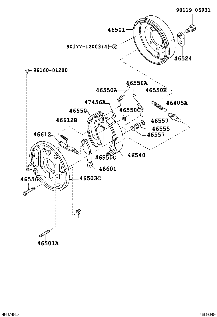 46530-37030 SHOE ASSY, PARKING BRAKE, RH OR CENTER NO.1 product image