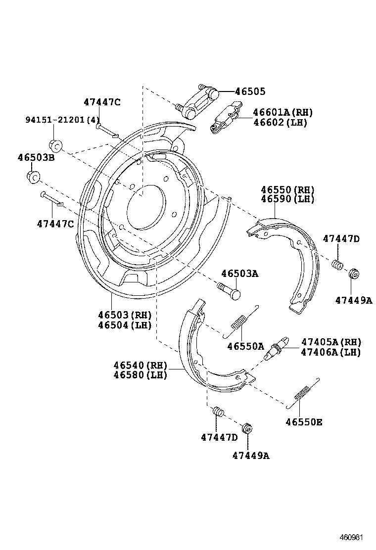 46530-34010 SHOE ASSY, PARKING BRAKE, RH OR CENTER NO.1 product image