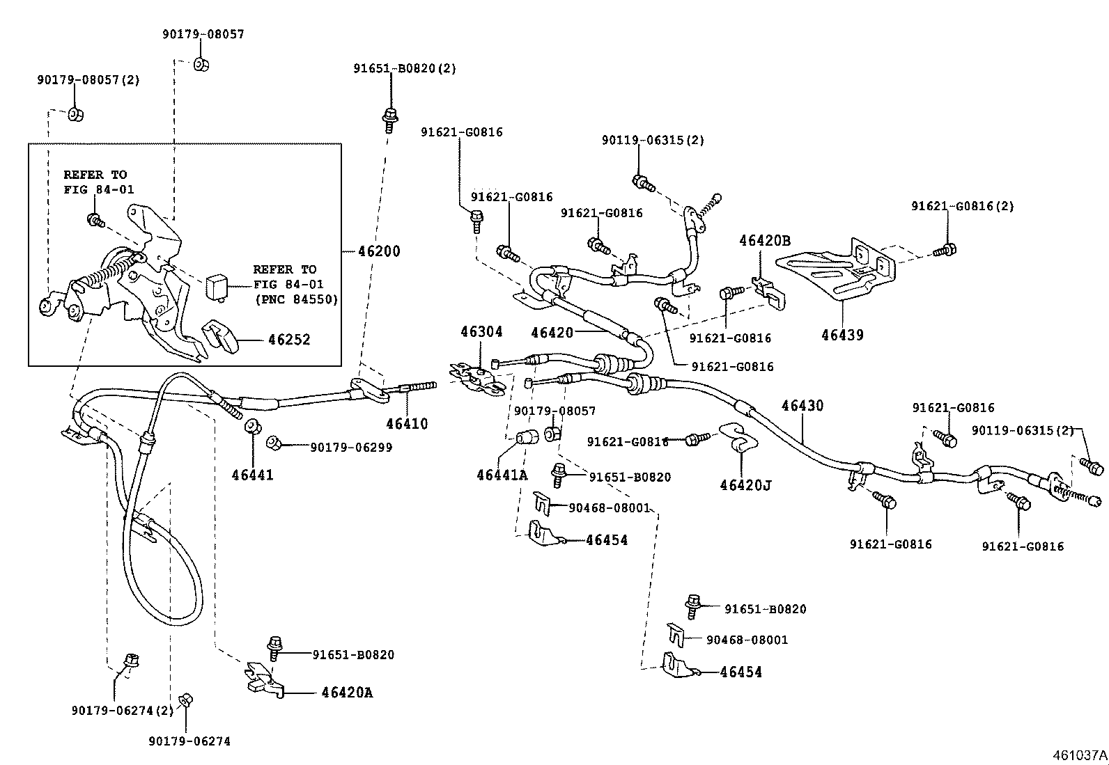 46420-35760 CABLE ASSY, PARKING BRAKE, NO.2 product image