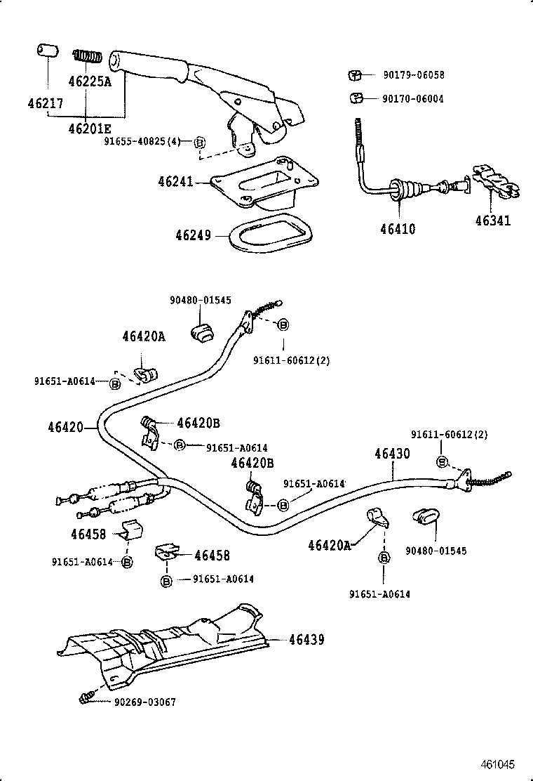 46430-16140 CABLE ASSY, PARKING BRAKE, NO.3 product image