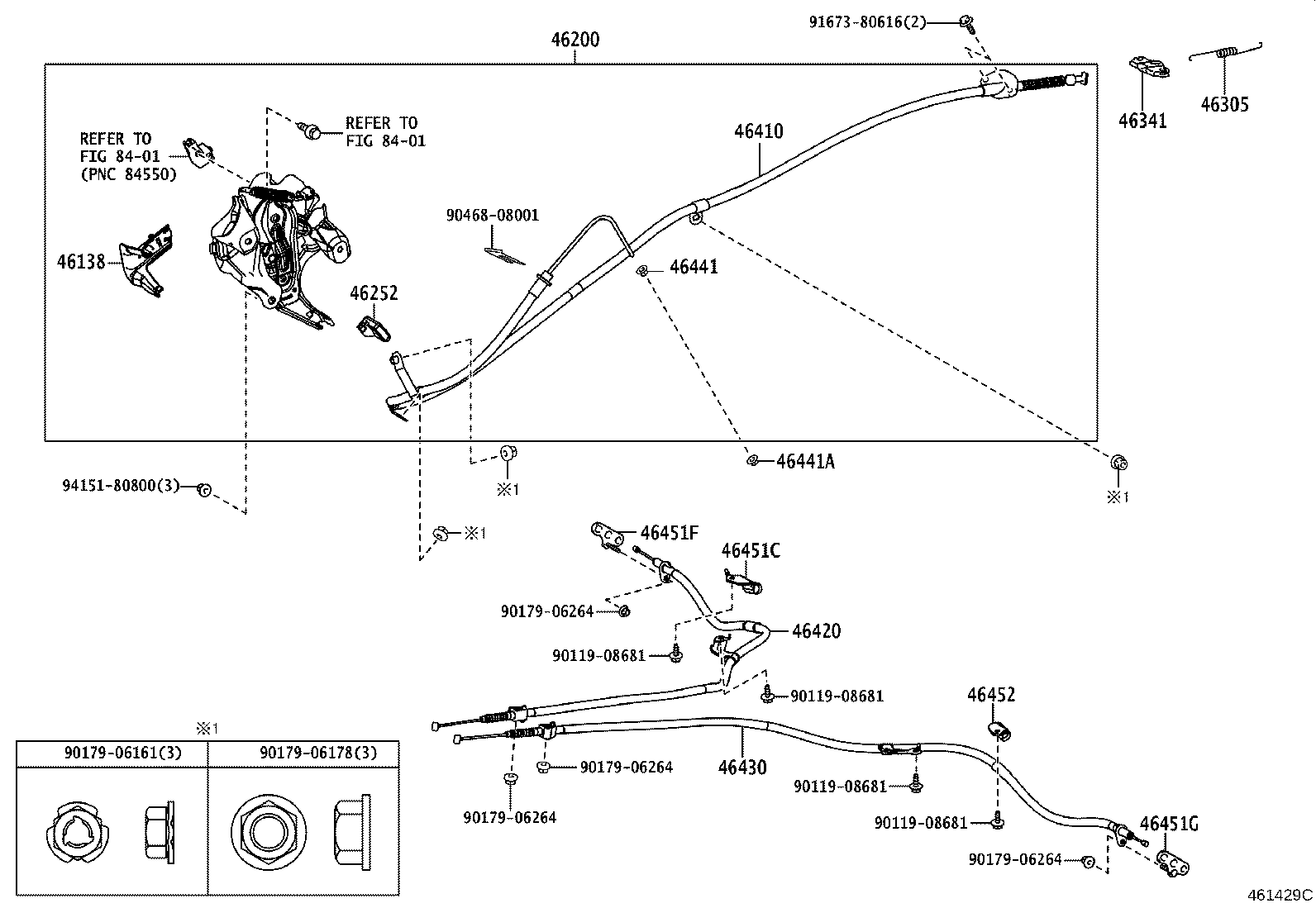 46430-24100 CABLE ASSY, PARKING BRAKE, NO.3 product image