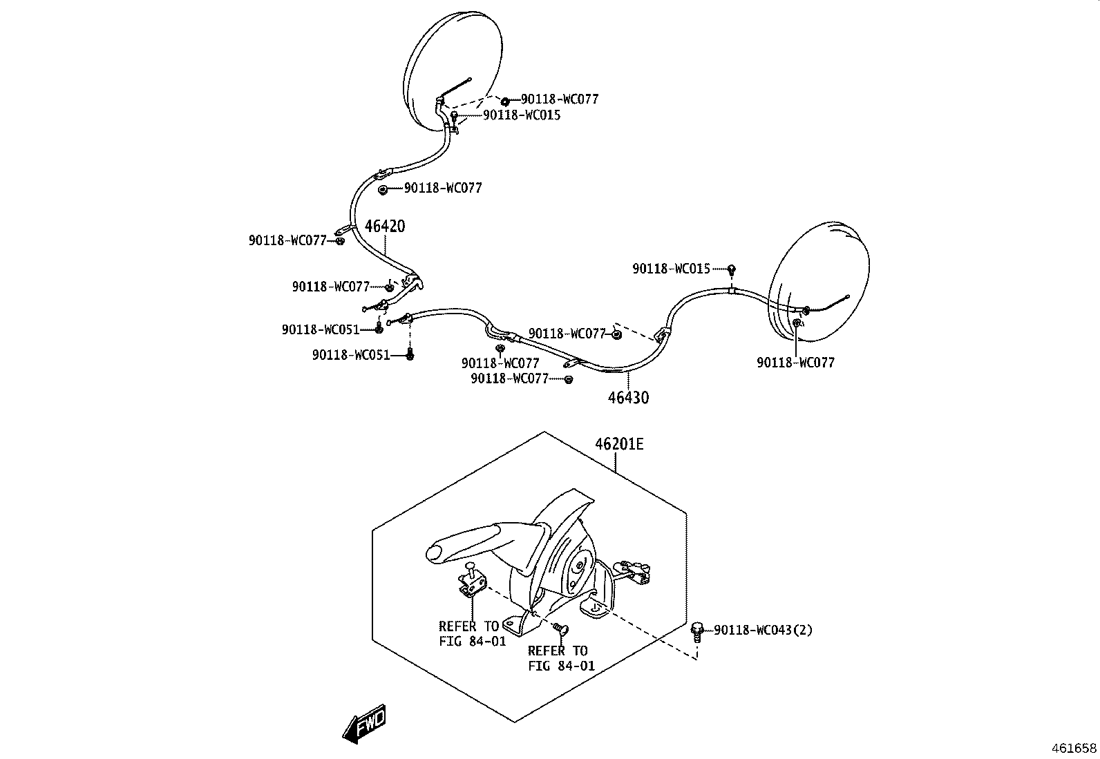 46430-WC001 CABLE ASSY, PARKING BRAKE, NO.3 product image
