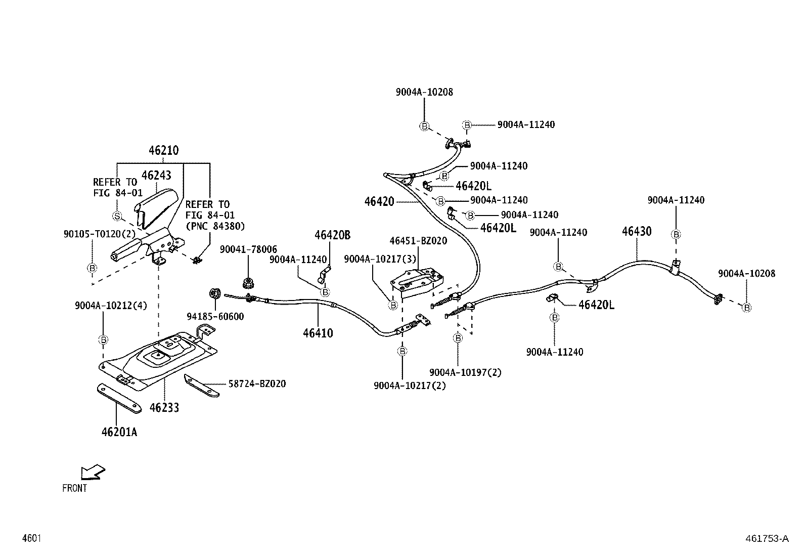 46233-BZ010 SUPPORT, PARKING BRAKE CENTER product image