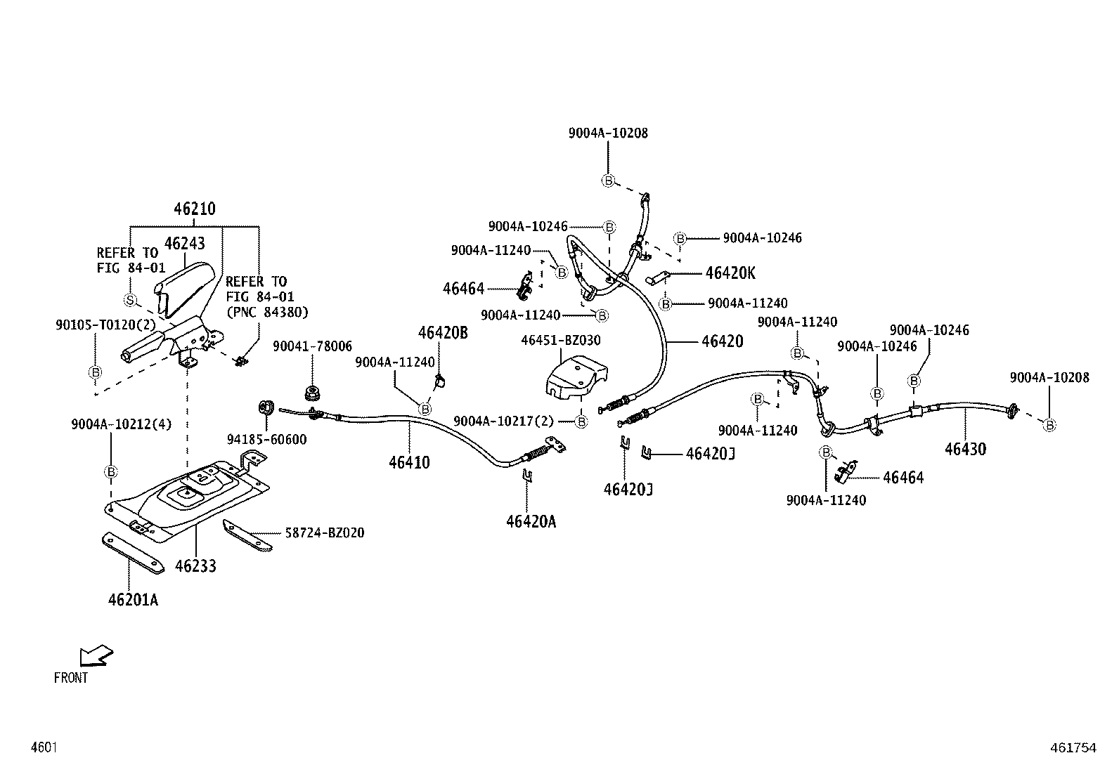 46233-BZ010 SUPPORT, PARKING BRAKE CENTER product image