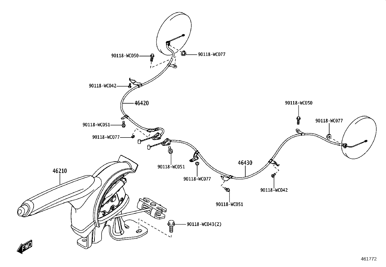 46430-WC004 CABLE ASSY, PARKING BRAKE, NO.3 product image