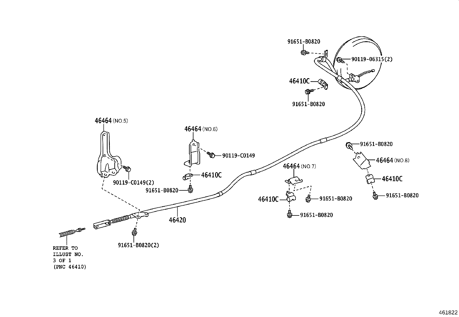 46420-0S010 CABLE ASSY, PARKING BRAKE, NO.2 product image