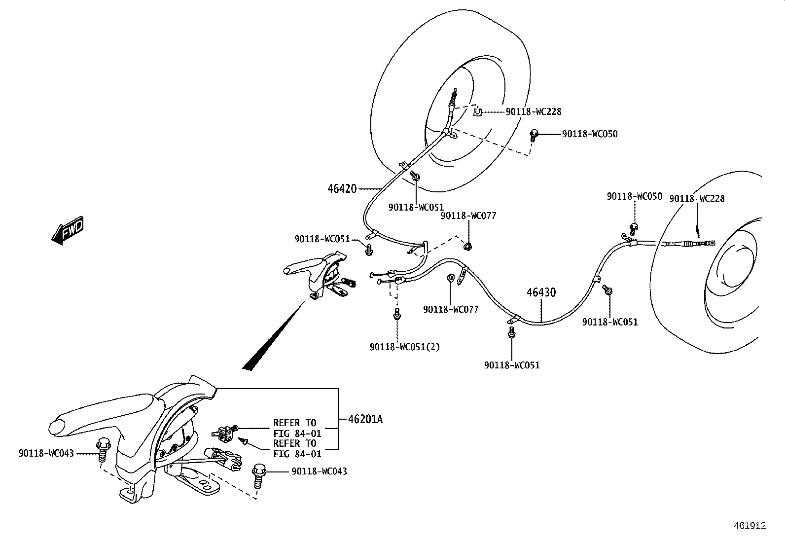 46410-WC002 CABLE ASSY, PARKING BRAKE, NO.2 product image