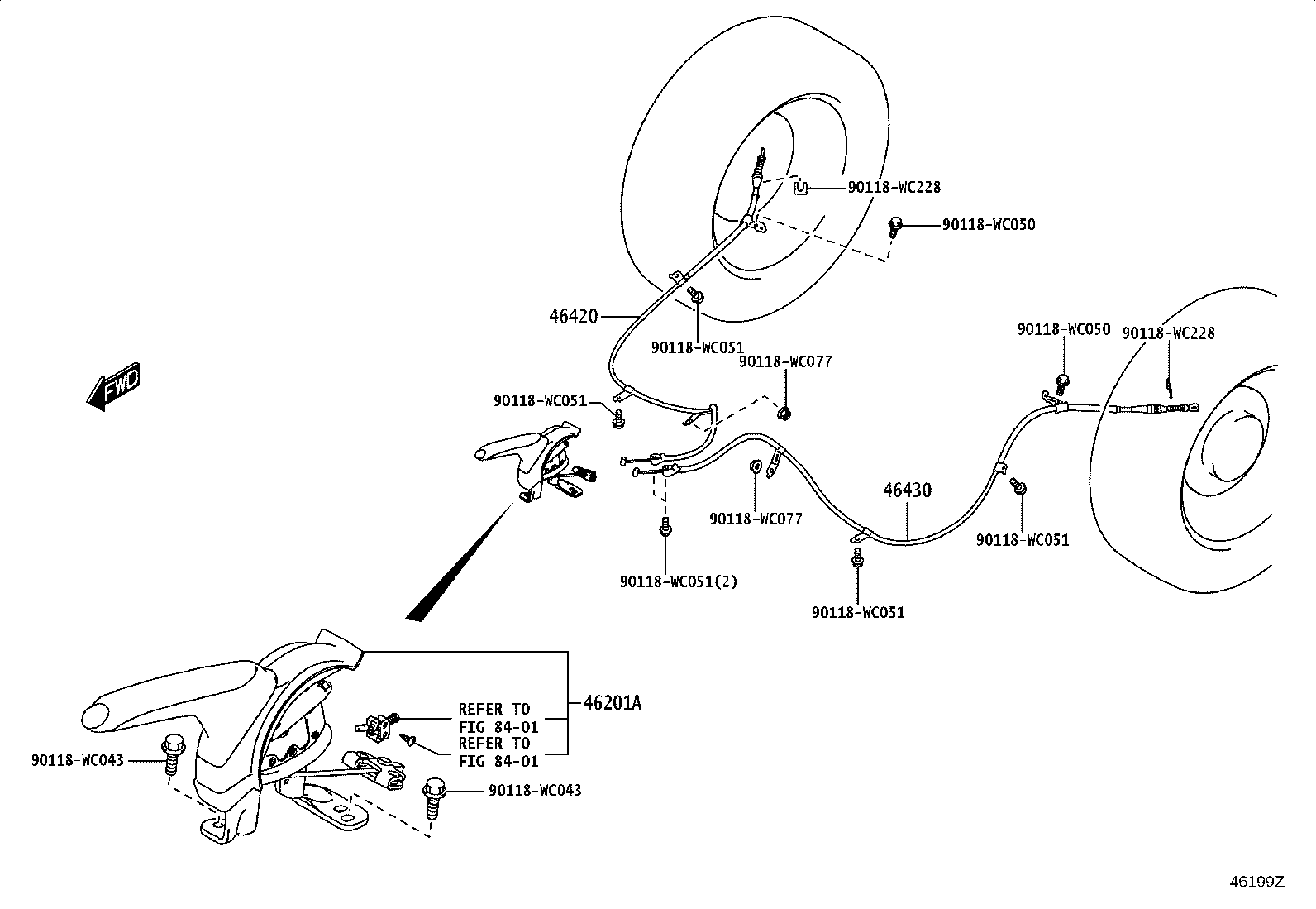 46410-WC002 CABLE ASSY, PARKING BRAKE, NO.2 product image
