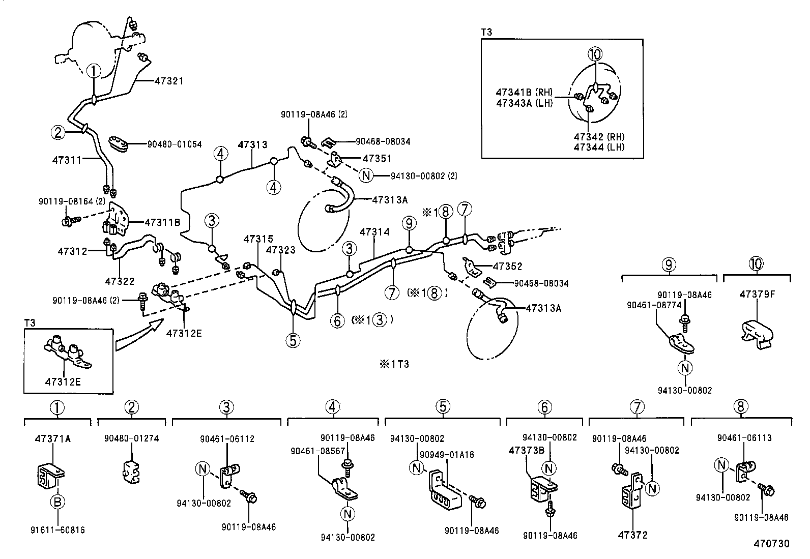 47321-25100 TUBE, REAR BRAKE, NO.1 product image