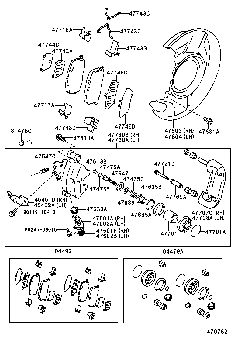 46452-17050 BRACKET, PARKING BRAKE CABLE SUPPORT, LH product image