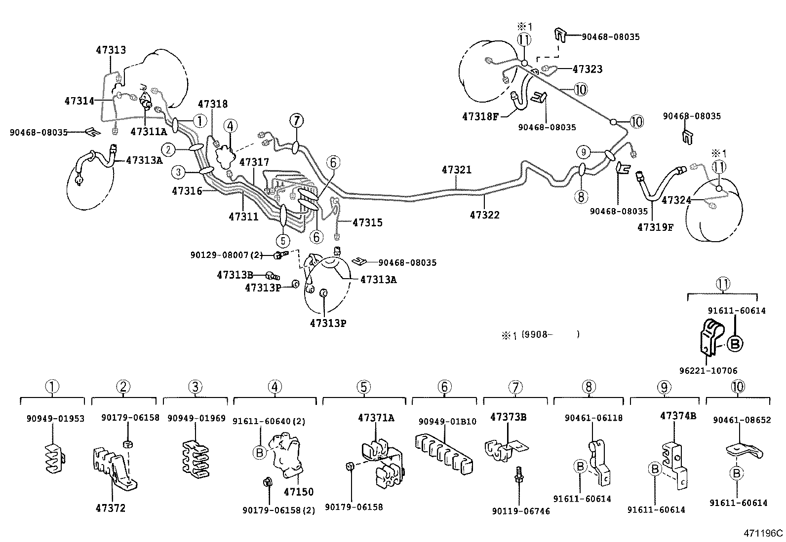 47315-21050 TUBE, FRONT BRAKE, NO.5 product image