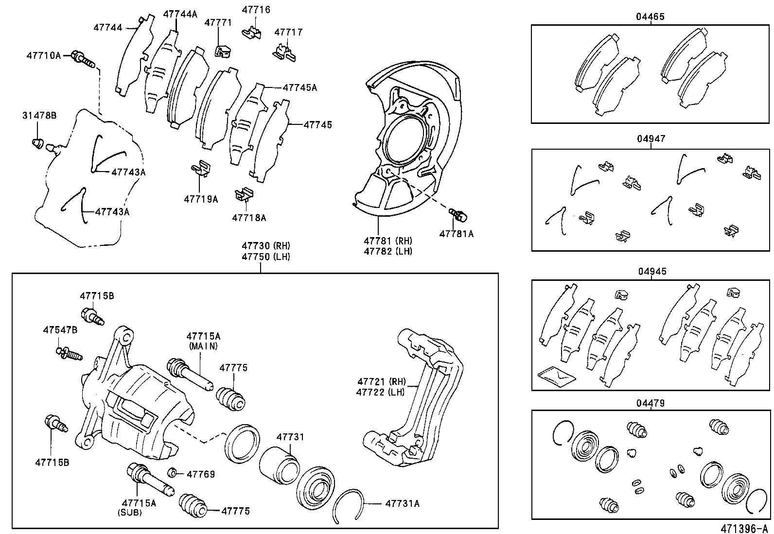 47730-07010 CYLINDER ASSY, FRONT DISC BRAKE, RH product image