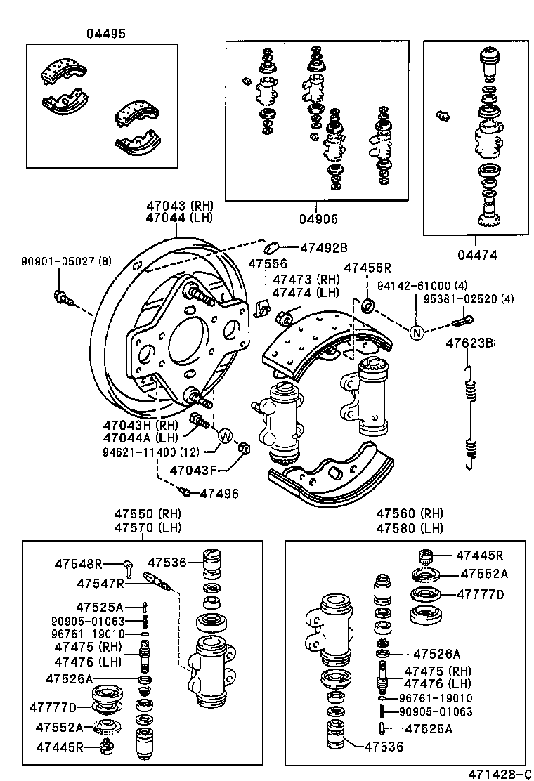 04474-37030 CYLINDER KIT, REAR WHEEL product image