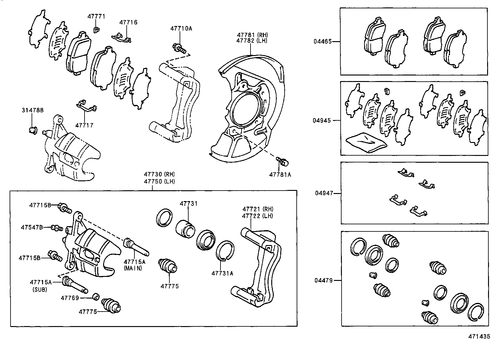 47730-07010 CYLINDER ASSY, FRONT DISC BRAKE, RH product image