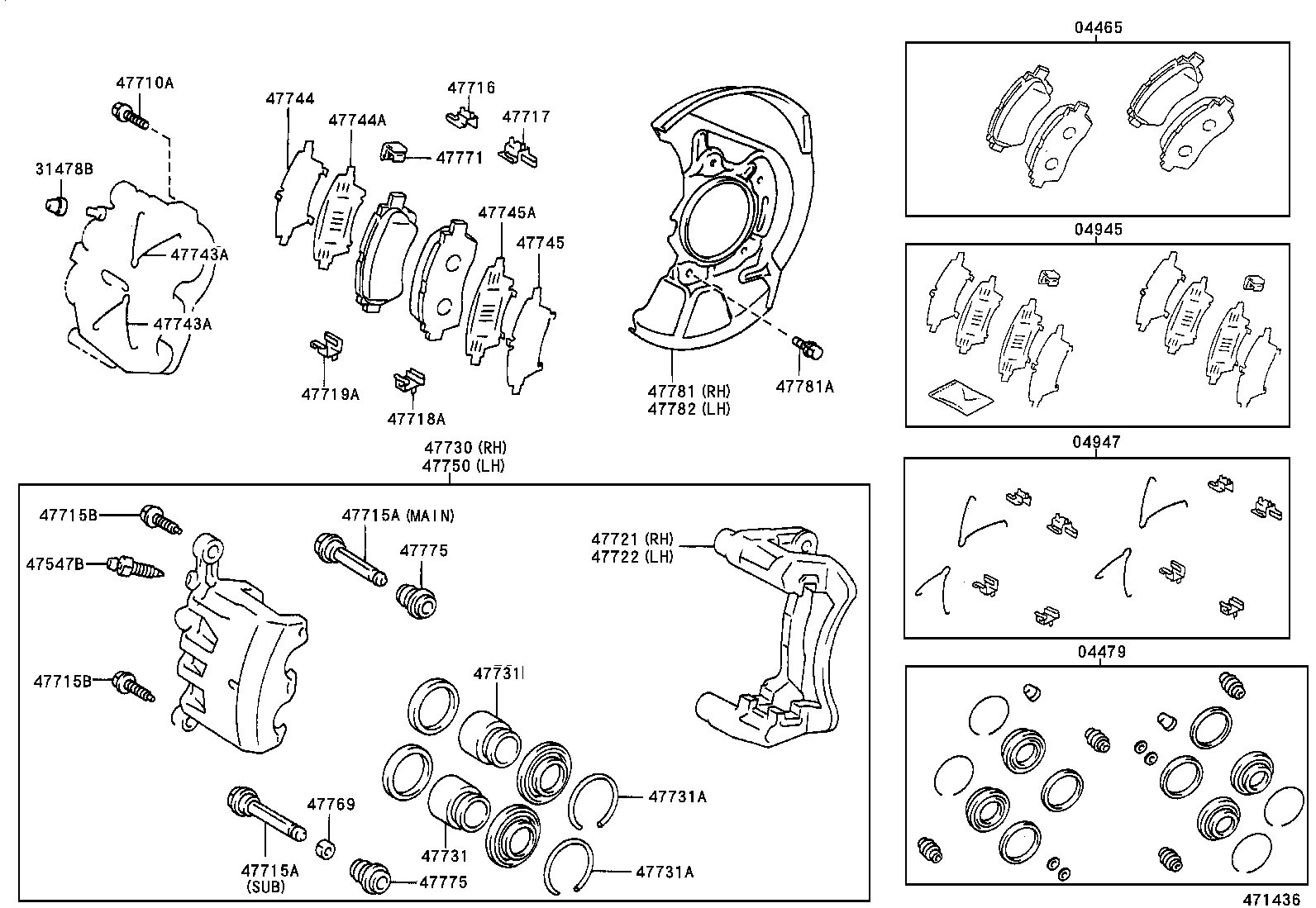 47730-07010 CYLINDER ASSY, FRONT DISC BRAKE, RH product image