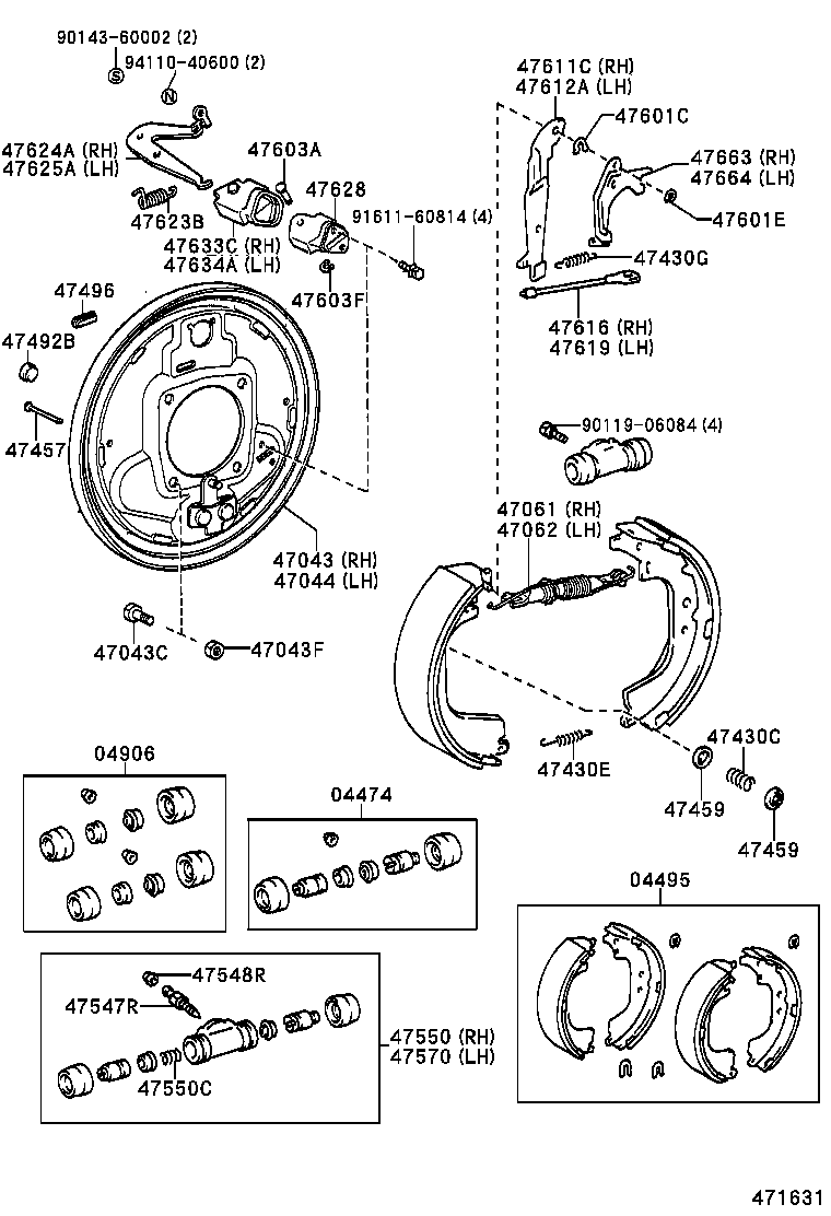 47044-60040 PLATE SUB-ASSY, BRAKE BACKING, REAR LH product image